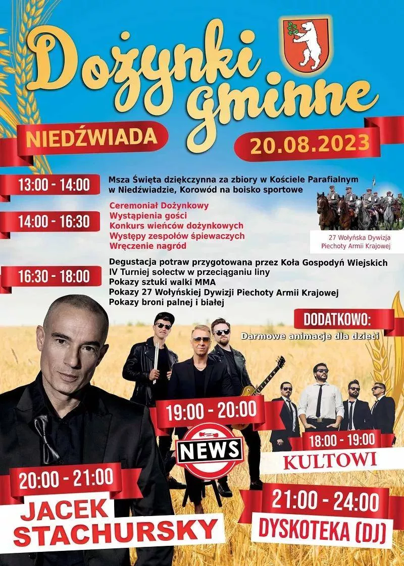 Dożynki Gminno-Parafialne w Niedźwiadzie! Na scenie Jacek Stachursky oraz News.